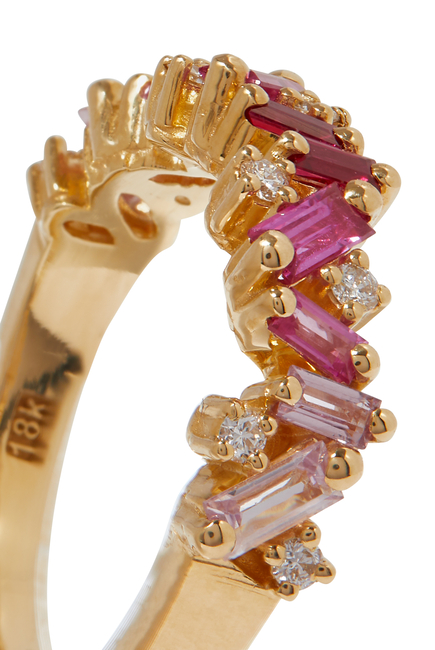 Fireworks Pink Sapphire and Ruby Ring